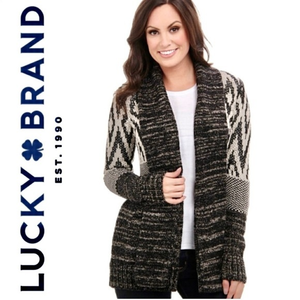 Lucky Brand Stargazer‎ Wool Blend Cardigan Open Front Size Large